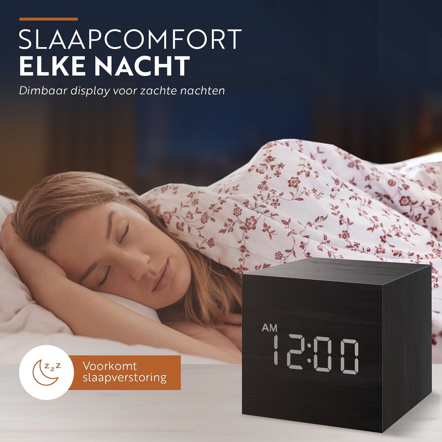 Digitale wekker met dimbaar display voorkomt slaapverstoring in de slaapkamer