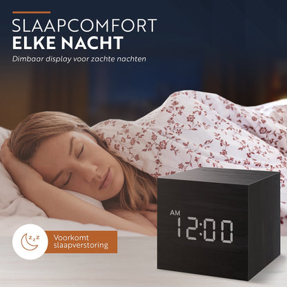 Digitale wekker met dimbaar display voorkomt slaapverstoring in de slaapkamer