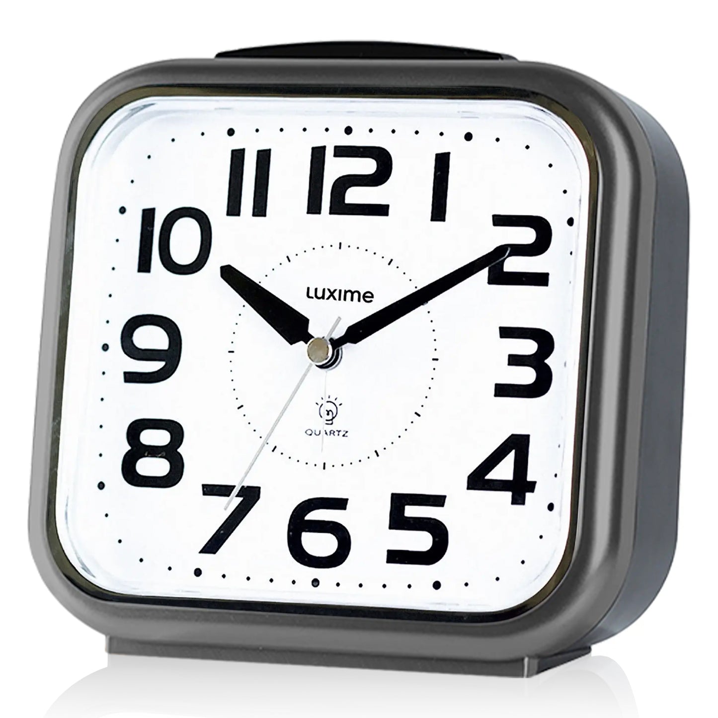 Luxime analoge wekker grijs met grote cijfers en stil uurwerk