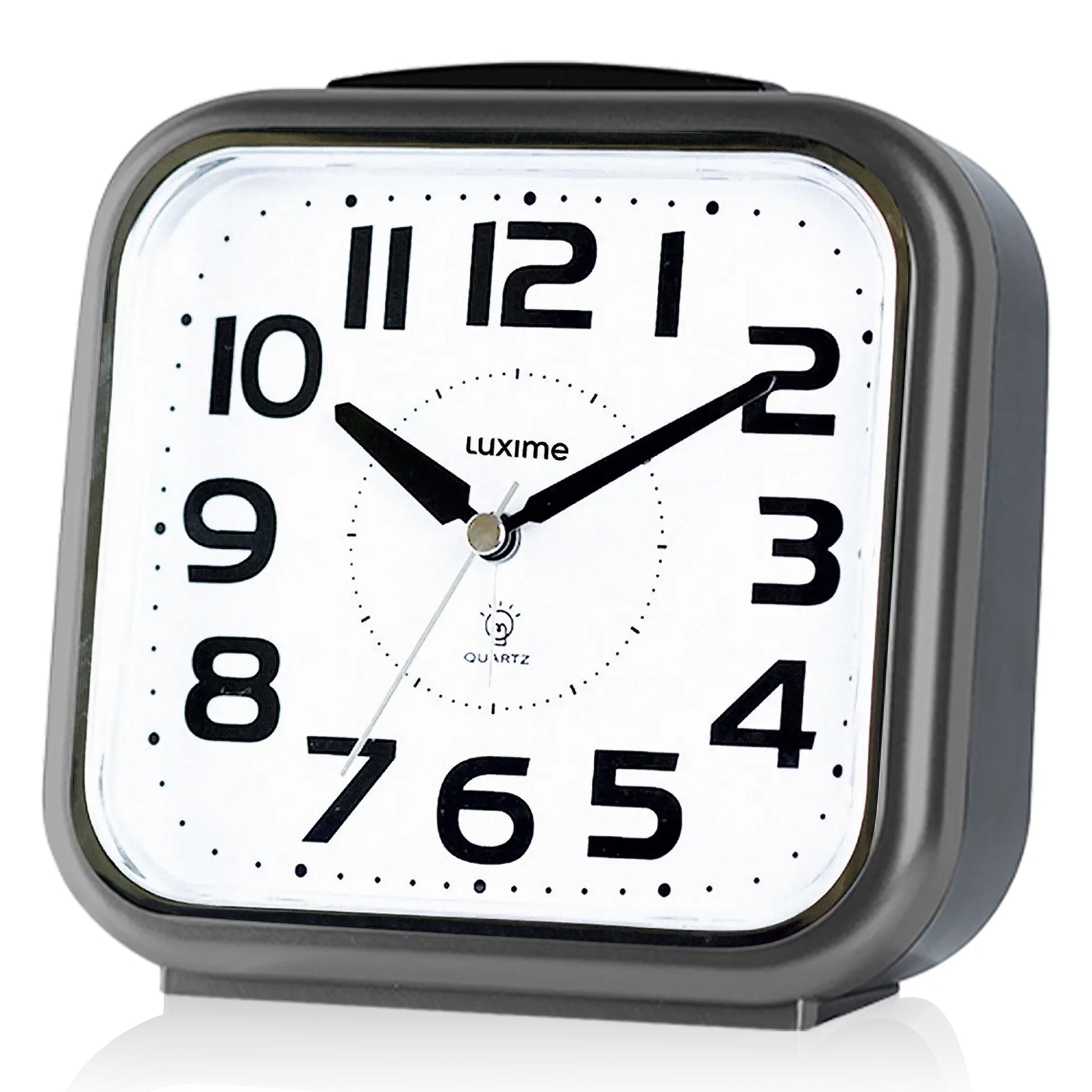 Luxime analoge wekker grijs met grote cijfers en stil uurwerk