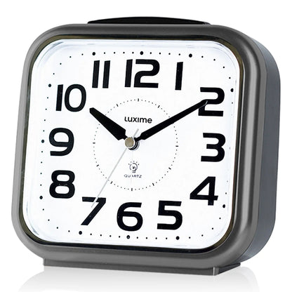 Luxime analoge wekker grijs met grote cijfers en stil uurwerk