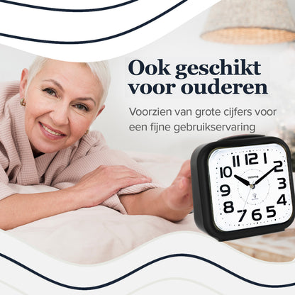 Luxime analoge wekker met grote cijfers geschikt voor ouderen