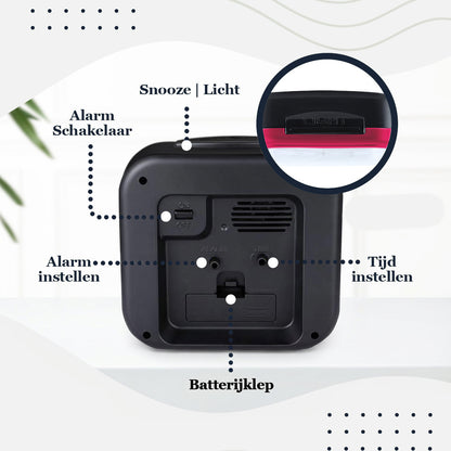 luxime-analoge-wekker-rood-bediening-achterkant