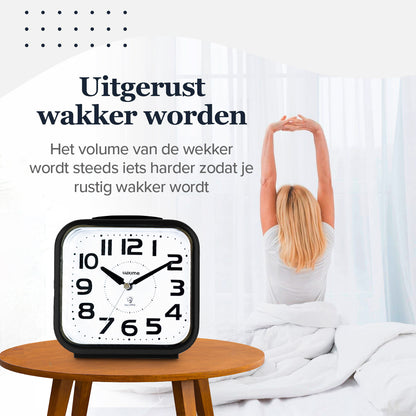 Luxime analoge wekker zwart met geleidelijk harder wordend alarm voor rustig wakker worden