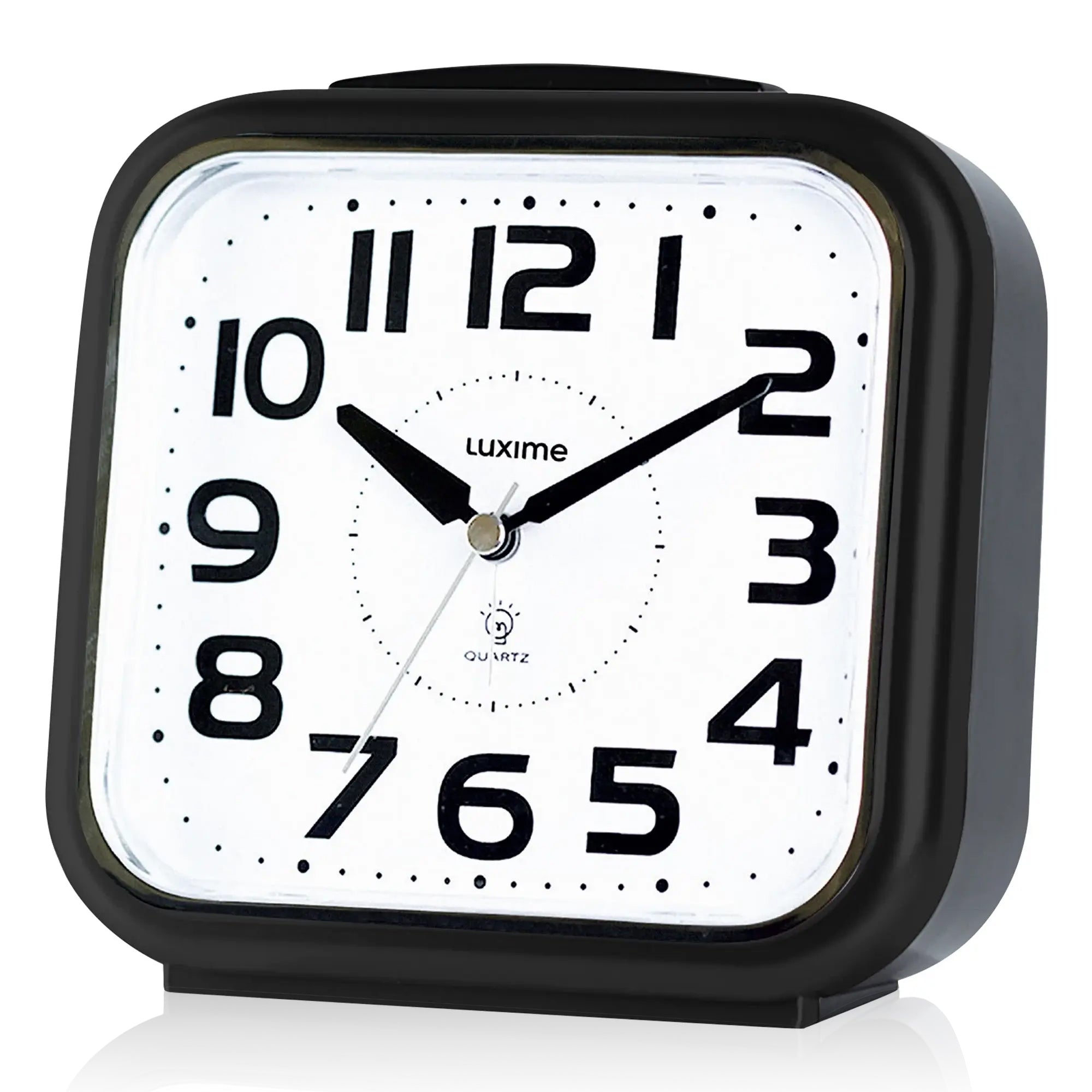 Luxime analoge wekker in zwart met duidelijk afleesbare cijfers