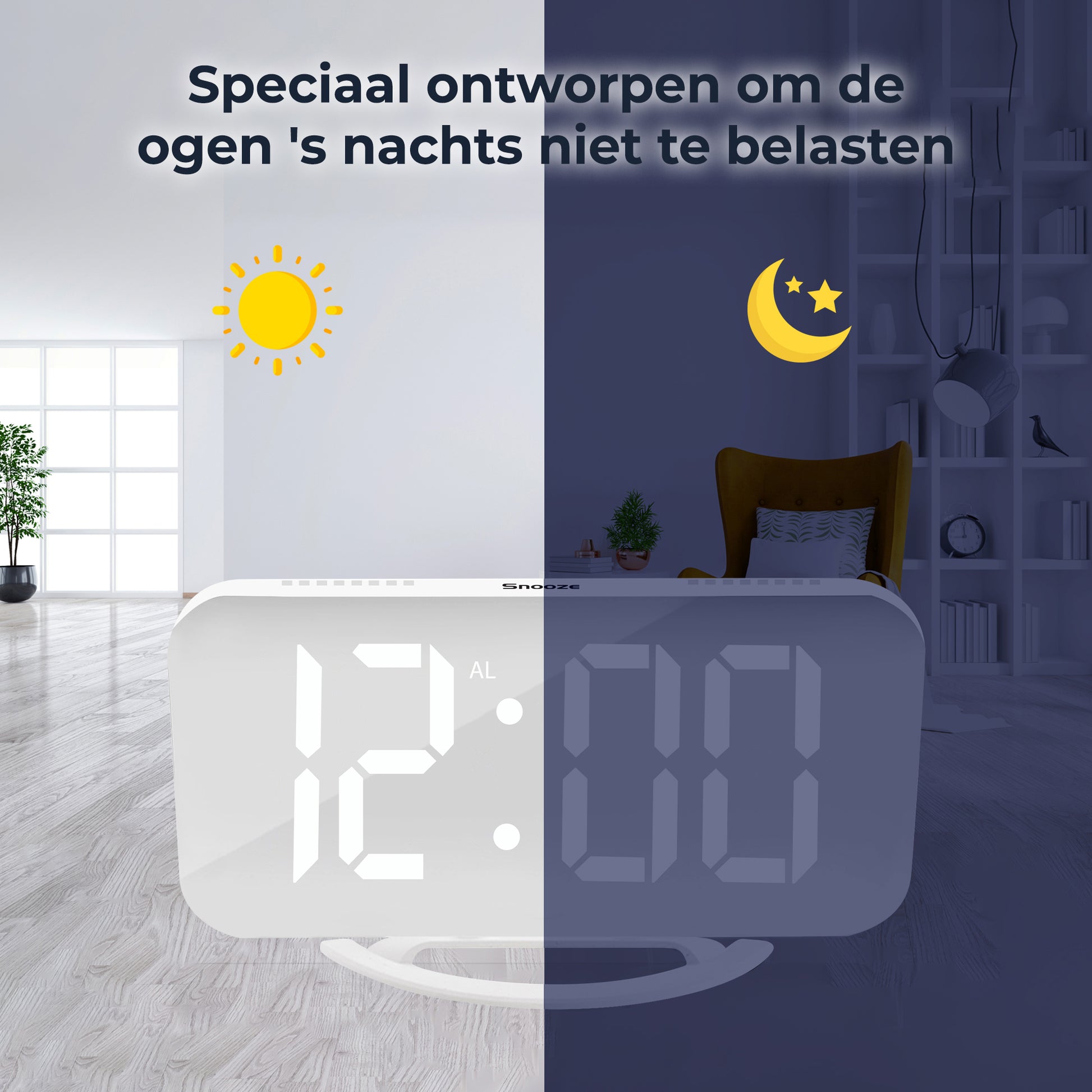 Luxime digitale wekker 15 8 cm met nachtmodus en zacht LED licht speciaal ontworpen om de ogen in de nacht niet te belasten