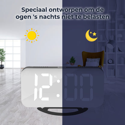 Luxime digitale wekker met oogvriendelijk zacht licht speciaal ontworpen voor slaapkamer en nachtmodus zonder storend licht