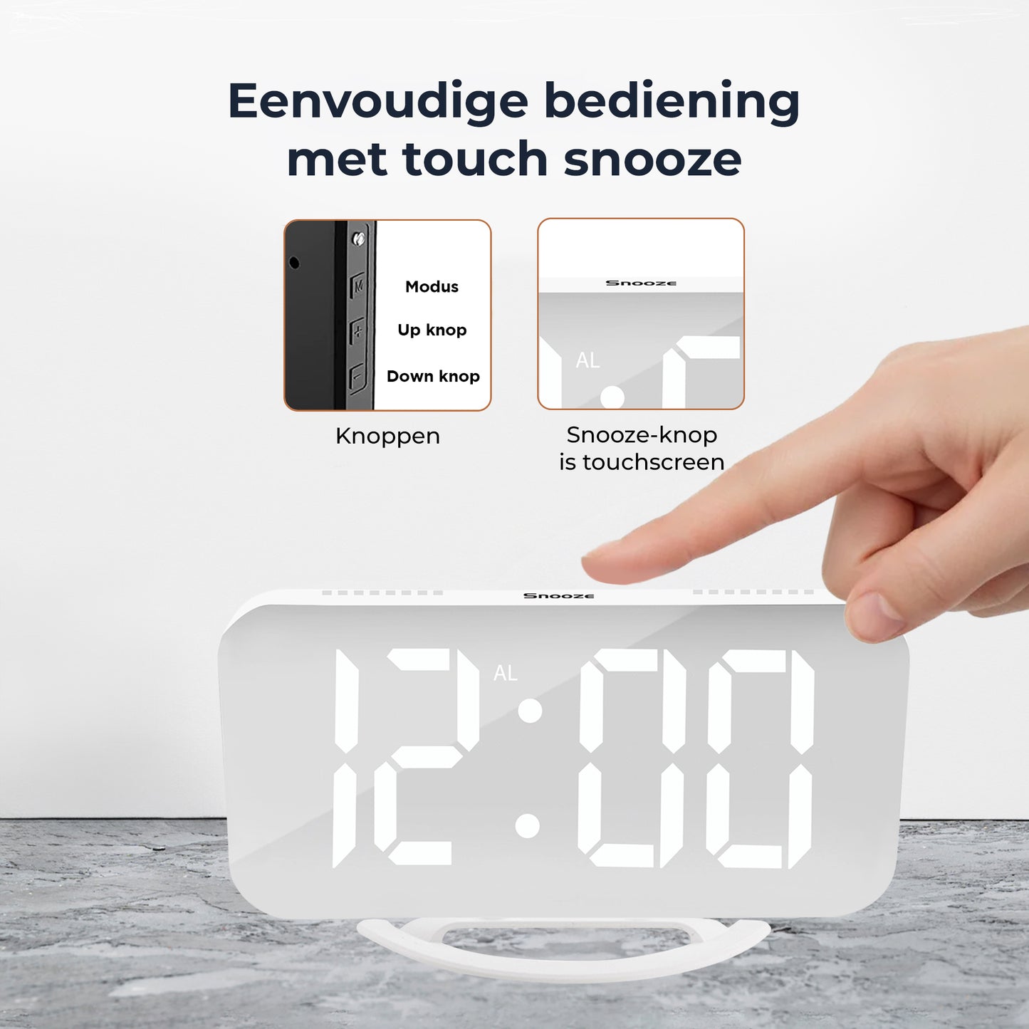 Luxime digitale wekker wit 15 8 cm met 3 helderheidsniveaus dimbaar LED display en nachtmodus extra zacht licht voor de ogen