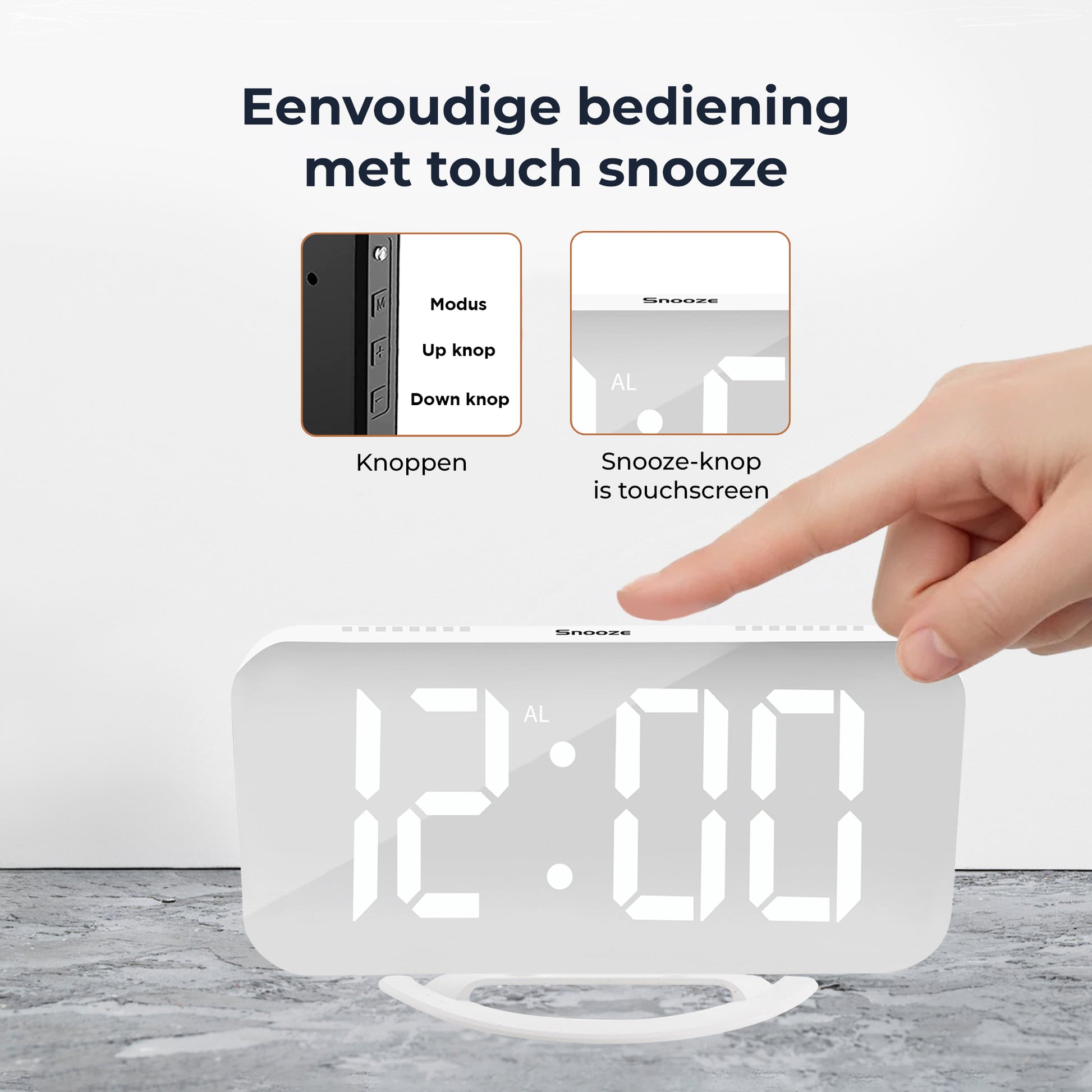 Luxime digitale wekker wit 15 8 cm met 3 helderheidsniveaus dimbaar LED display en nachtmodus extra zacht licht voor de ogen