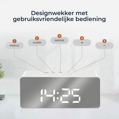Luxime digitale wekker wit met gebruiksvriendelijke bediening duidelijke knoppen voor modus alarm snooze en tijd instellen