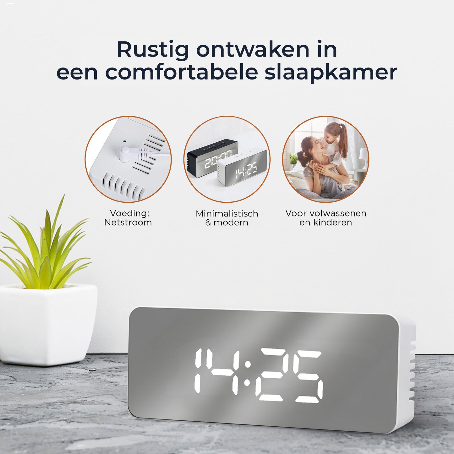 Luxime digitale wekker wit in moderne slaapkamer voor rustig ontwaken zacht LED licht comfortabel en minimalistisch design