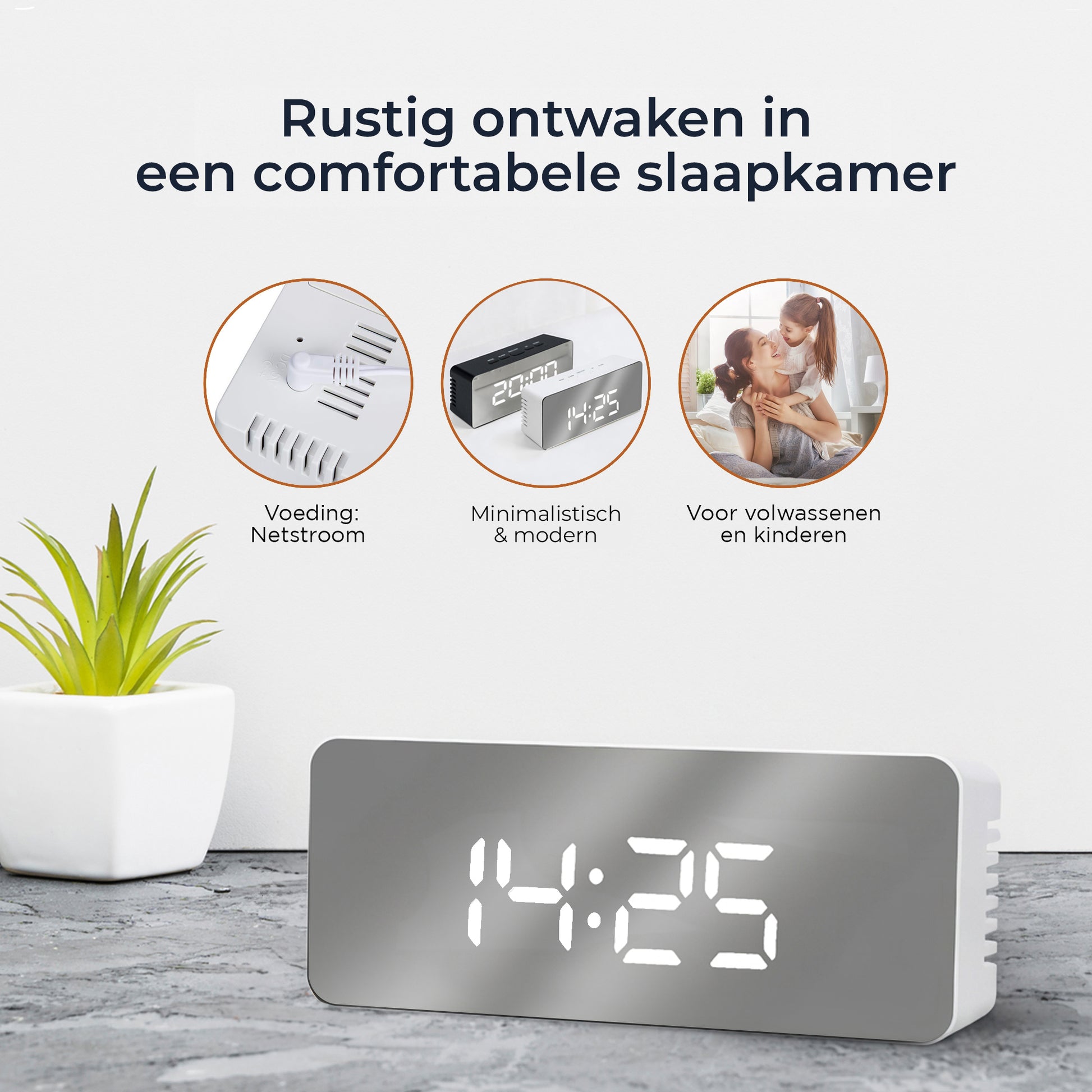 Luxime digitale wekker wit in moderne slaapkamer voor rustig ontwaken zacht LED licht comfortabel en minimalistisch design