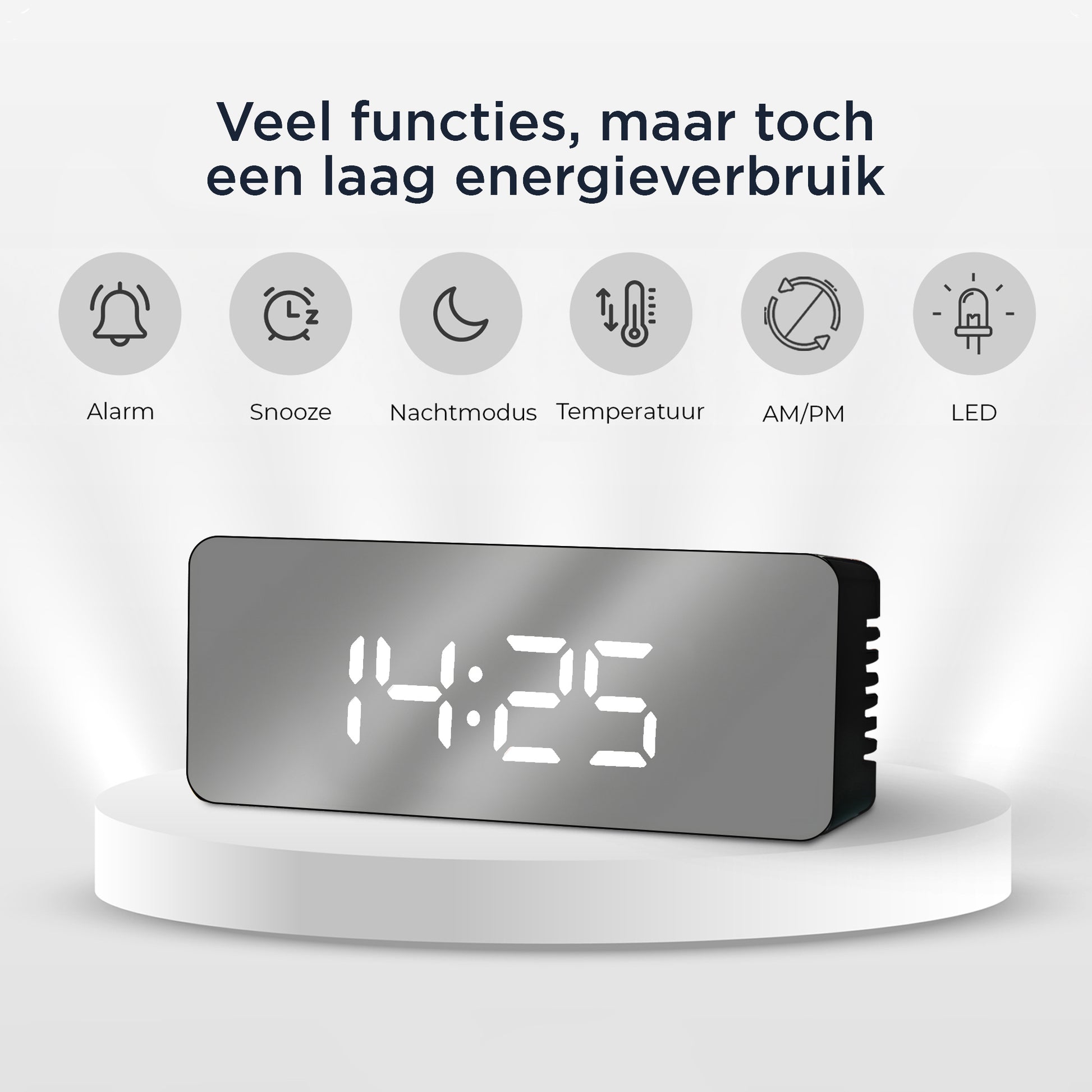 Luxime digitale wekker zwart met LED display alarm snooze nachtmodus en temperatuurweergave energiezuinig ontwerp