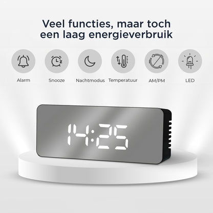 Luxime digitale wekker zwart met LED display alarm snooze nachtmodus en temperatuurweergave energiezuinig ontwerp
