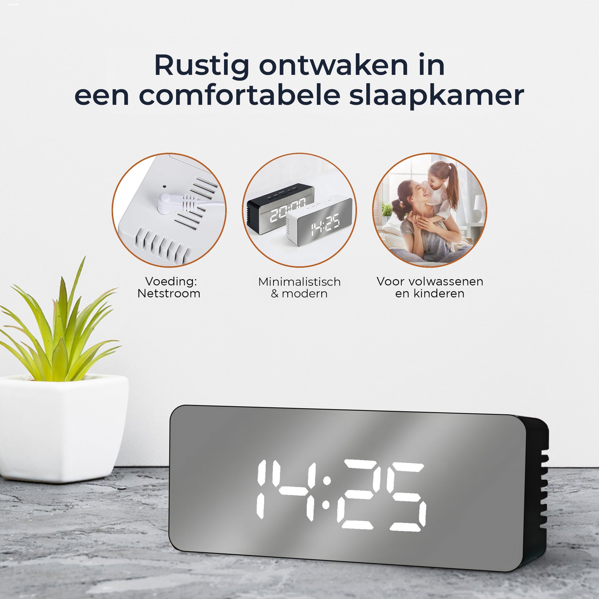 Luxime digitale wekker zwart in moderne slaapkamer met LED display voor rustig ontwaken comfortabel en minimalistisch design