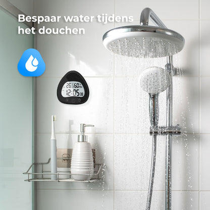Luxime waterdichte douchetimer in gebruik tijdens het douchen – bespaar water en energie in de badkamer