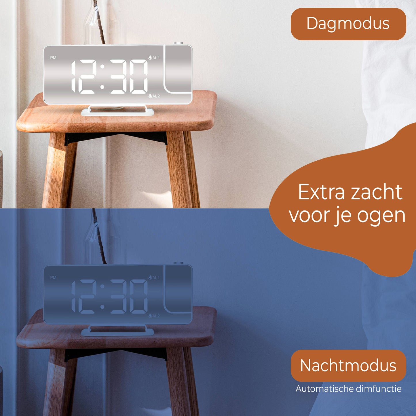 Luxime projector wekker met dag- en nachtmodus en automatische dimfunctie