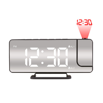 Luxime projector wekker met LED display, spiegel en dubbele alarmfunctie in zwart