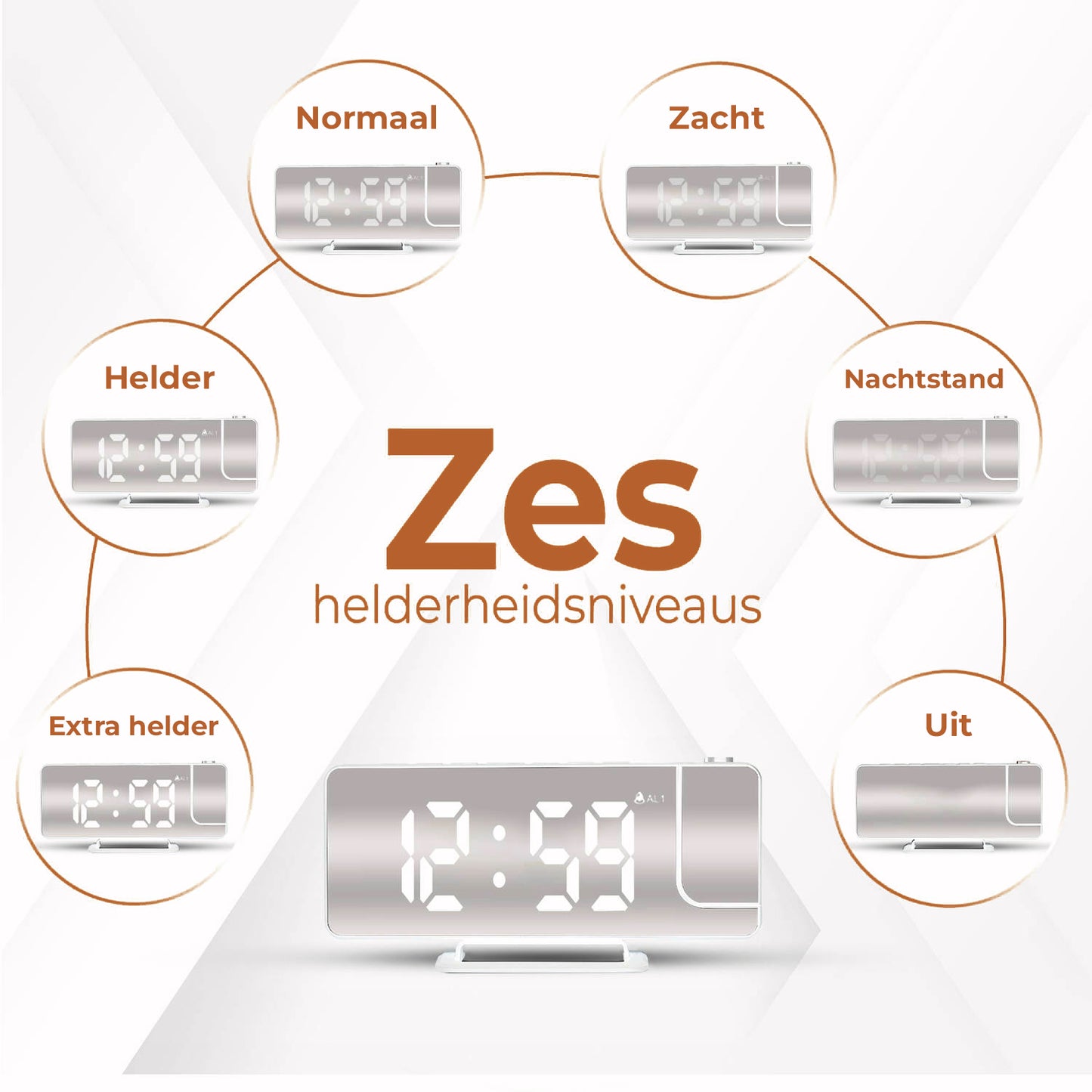 Luxime projector wekker met zes instelbare helderheidsniveaus