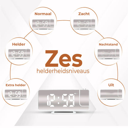 Luxime projector wekker met zes instelbare helderheidsniveaus