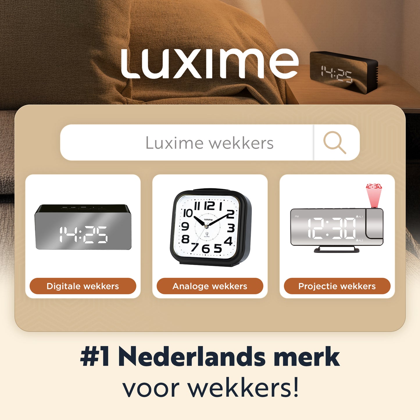 Luxime Nederlands merk gespecialiseerd in digitale, analoge en projectie wekkers