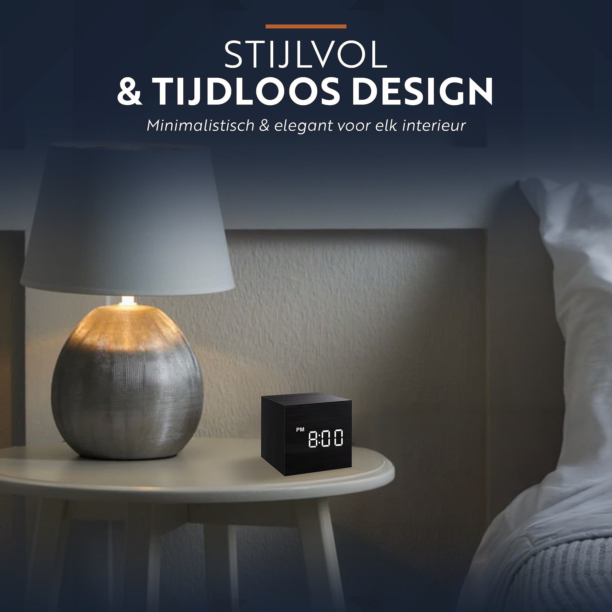 Moderne digitale wekker met strak design voor in de slaapkamer